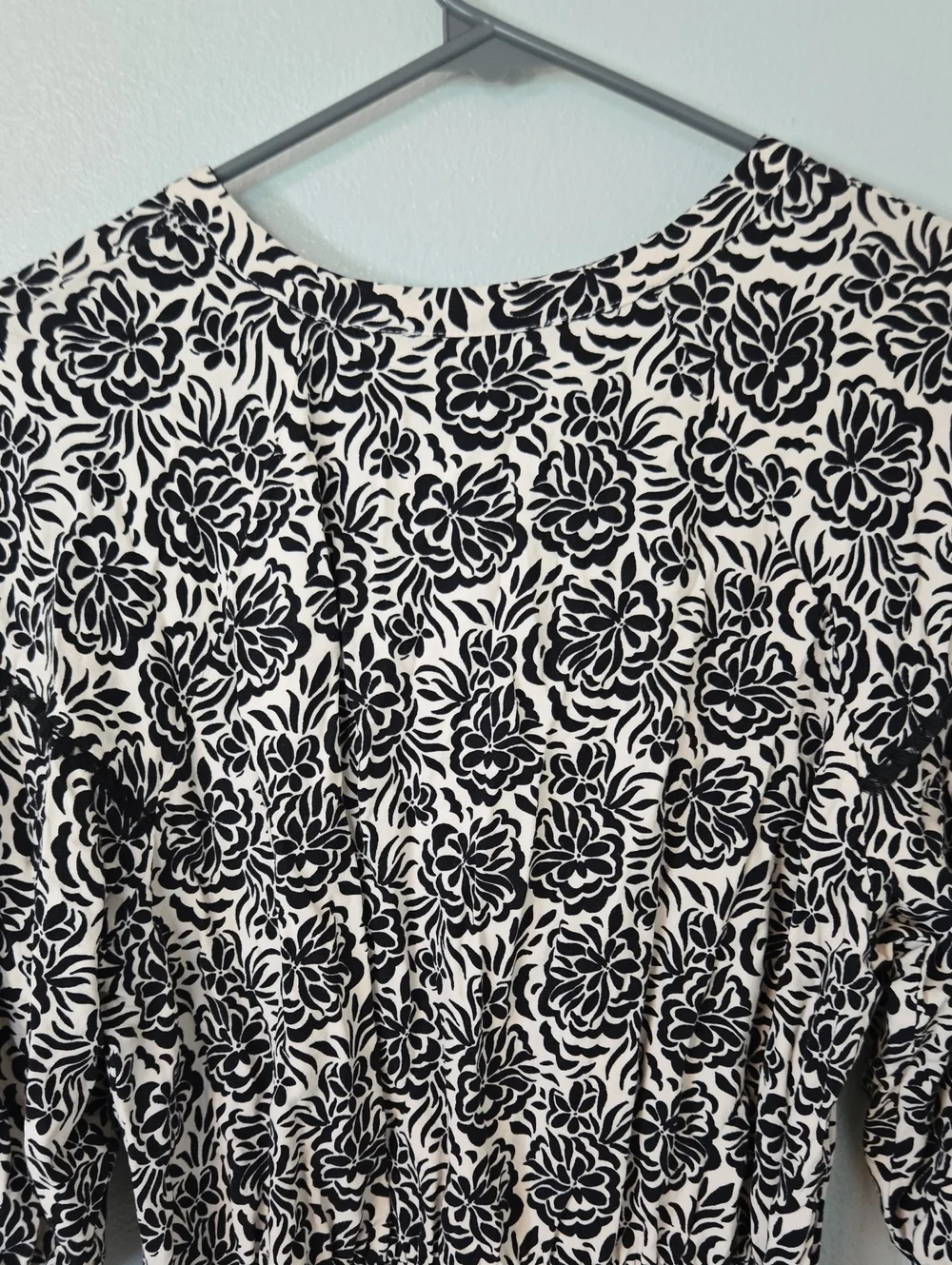 Zara | Black Printed Linen Balloon Sleeve Short Romper Size Large